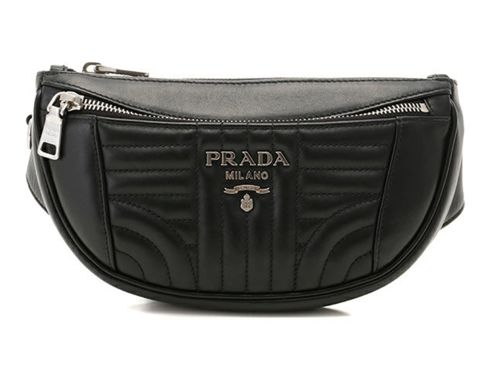 Prada Bag Waist Pouch Clutch Diagram Calfskin Black